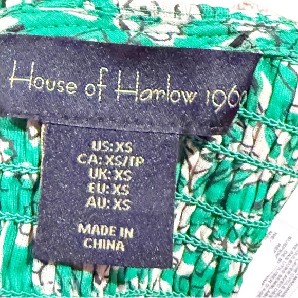 Revolve House of Harlow 1960 Green Floral Smocked Top Size XS - Picture 3 of 5
